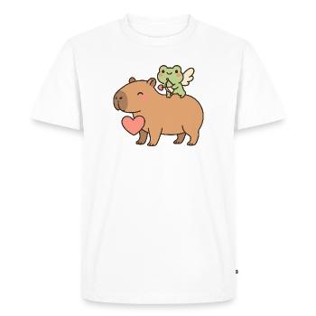 Capybara & Grenouille Cupidon – Motif de la Saint-Valentin - T-shirt Premium bio Homme - blanc - Devant - Nico (187cm)