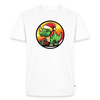 Dino Santa in Christmas splendour - Men's Premium Organic T-Shirt - white - Front - Nico (187cm)