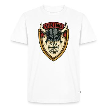 Viking Shield Helmet Emblem - Men's Premium Organic T-Shirt - white - Front - Nico (187cm)
