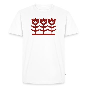 Red Tulip Chinese Paper Cutting Pattern - Men's Premium Organic T-Shirt - white - Front - Nico (187cm)
