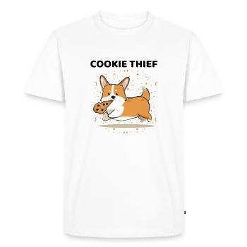 Vol de biscuits Corgi Design de chien drôle - T-shirt Premium bio Homme - blanc - Devant - Nico (187cm)