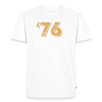 Distressed 76 Retro Number - Men's Premium Organic T-Shirt - white - Front - Nico (187cm)