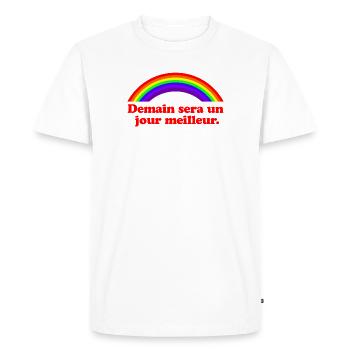 Demain sera un jour meilleur - Arc-en-ciel - T-shirt Premium bio Homme - blanc - Devant - Nico (187cm)