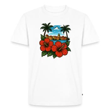 Hibiscus Coastal Paradise Caribbean - Men's Premium Organic T-Shirt - white - Front - Nico (187cm)
