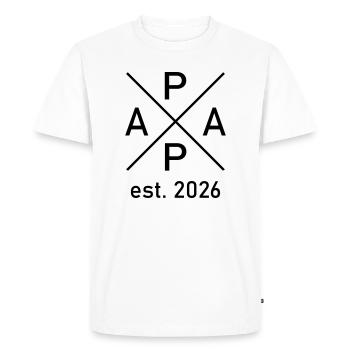 Papa Est. 2026 - Men's Premium Organic T-Shirt - white - Front - Nico (187cm)