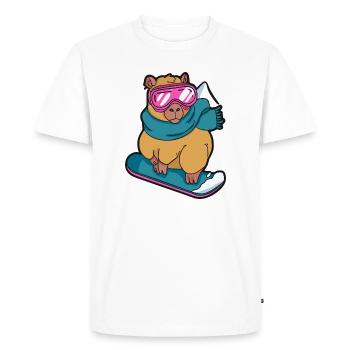 Cool Capybara Snowboard Winter Sport - T-shirt Premium bio Homme - blanc - Devant - Nico (187cm)