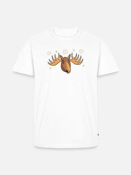 Elch mit Sterne Weihnachten - Männer Premium Bio T-Shirt - Weiß