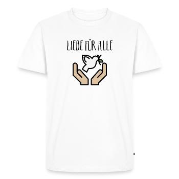 Love for all. Dove of Peace, World Peace, peace - Men's Premium Organic T-Shirt - white - Front - Nico (187cm)