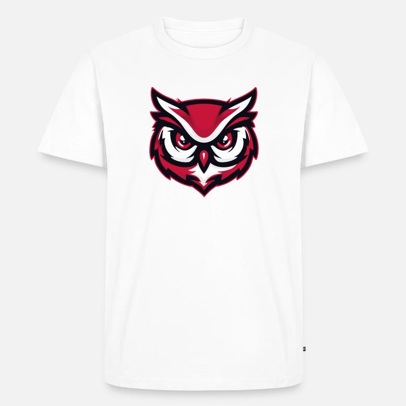 Maskottchen Eule Red White - Männer Premium Bio T-Shirt - Weiß