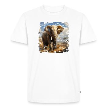 Éléphant africain en lumière - T-shirt Premium bio Homme - blanc - Devant - Nico (187cm)