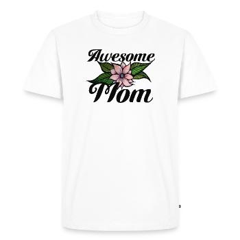 Awesome Mom Floral Emblem - Men's Premium Organic T-Shirt - white - Front - Nico (187cm)