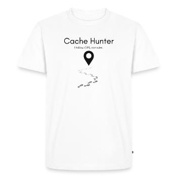 Cache Hunter Shirt – GPS Adventure Outdoor - Men's Premium Organic T-Shirt - white - Front - Nico (187cm)