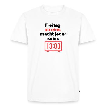 Vendredi à partir d’un jour, chacun fait son propre week-end, - T-shirt Premium bio Homme - blanc - Devant - Nico (187cm)