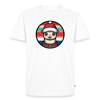 Alpaga de Noël avec le Père Noël Hat - T-shirt Premium bio Homme - blanc - Devant - Nico (187cm)