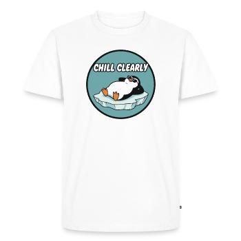 Chill Clearly Pinguin auf Eis - Men's Premium Organic T-Shirt - white - Front - Nico (187cm)