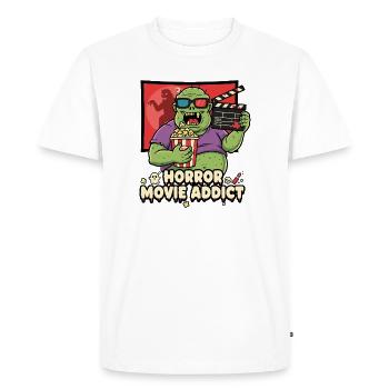 Accro au popcorn du cinéma zombie - T-shirt Premium bio Homme - blanc - Devant - Nico (187cm)