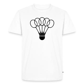 Volant de badminton avec éventail de raquettes - T-shirt Premium bio Homme - blanc - Devant - Nico (187cm)