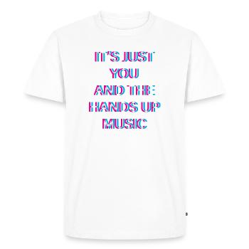 Hands Up Music Dancecore Merch - Men's Premium Organic T-Shirt - white - Front - Nico (187cm)