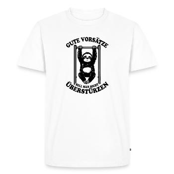 Sloth | Pull-up, fitness, New Year's resolutions quote - Men's Premium Organic T-Shirt - white - Front - Nico (187cm)