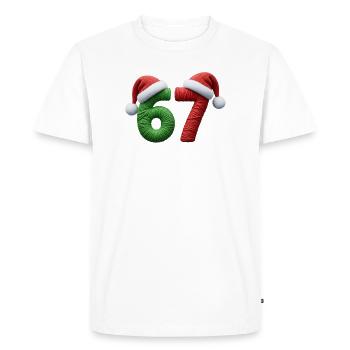 67 Meme Christmas – Yarn Look with Hats - Men's Premium Organic T-Shirt - white - Front - Nico (187cm)