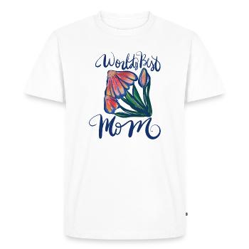 Aquarelle florale de la meilleure maman au monde - T-shirt Premium bio Homme - blanc - Devant - Nico (187cm)