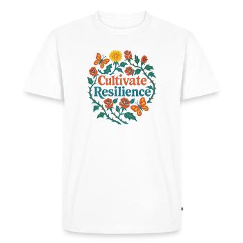 Cultivate Resilience Floral Heart - Men's Premium Organic T-Shirt - white - Front - Nico (187cm)