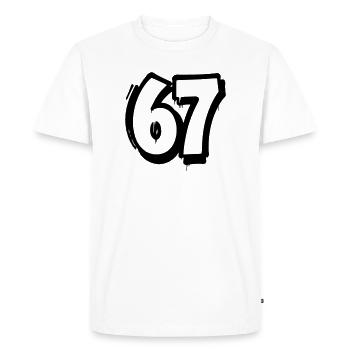 Numéro de bande dessinée 67 – Silhouette en noir et blanc en gras - T-shirt Premium bio Homme - blanc - Devant - Nico (187cm)