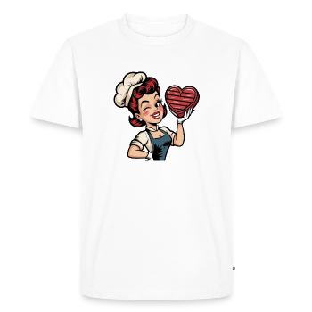 Boulanger rétro avec un cuisinier amoureux du cœur - T-shirt Premium bio Homme - blanc - Devant - Nico (187cm)