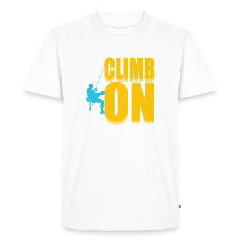 Climb On Rock Climbing Silhouette Sports Design - Men's Premium Organic T-Shirt - white - Front - Nico (187cm)