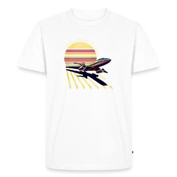Retro Airplane Sunset (Based!) - Men's Premium Organic T-Shirt - white - Front - Nico (187cm)
