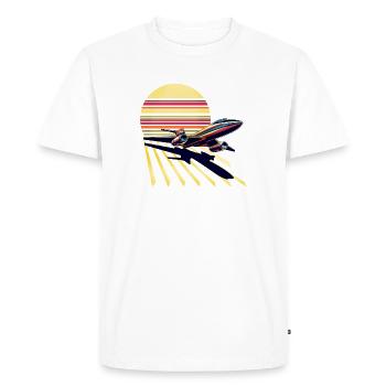 Vol rétro au coucher du soleil à réaction - T-shirt Premium bio Homme - blanc - Devant - Nico (187cm)