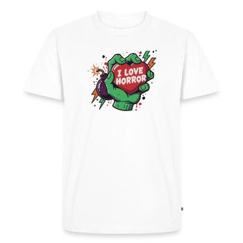 HorrorHeart dans la main de zombie - T-shirt Premium bio Homme - blanc - Devant - Nico (187cm)