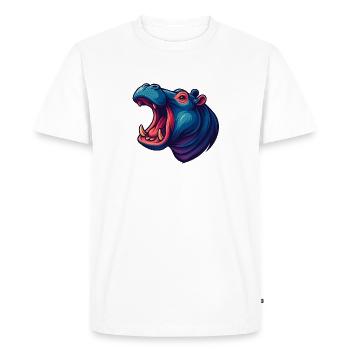 Hippopotame néon avec le museau ouvert - T-shirt Premium bio Homme - blanc - Devant - Nico (187cm)