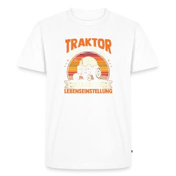 Tracteur Fermier Fermier Conducteur de tracteur Tracteur - T-shirt Premium bio Homme - blanc - Devant - Nico (187cm)