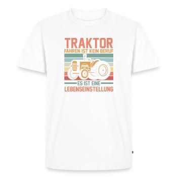 Tracteur Fermier Fermier Conducteur de tracteur Tracteur - T-shirt Premium bio Homme - blanc - Devant - Nico (187cm)