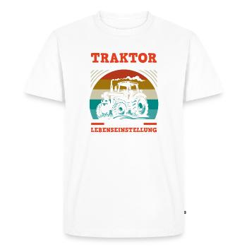 Tracteur Fermier Fermier Conducteur de tracteur Tracteur - T-shirt Premium bio Homme - blanc - Devant - Nico (187cm)