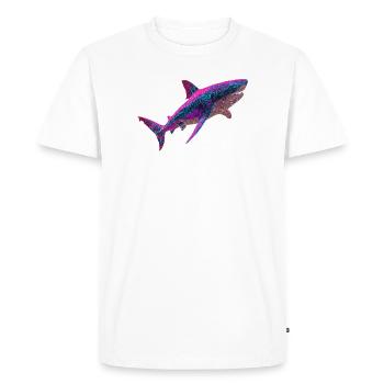 Neon Shark Glowing Cyberpunk Shark Graphic - Men's Premium Organic T-Shirt - white - Front - Nico (187cm)