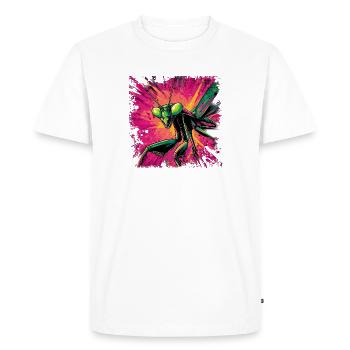 Mante religieuse Pop Art de rue Art de rue néon coloré - T-shirt Premium bio Homme - blanc - Devant - Nico (187cm)