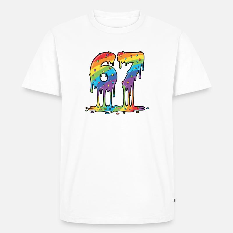 Rainbow 67 Meme-Feier - Männer Premium Bio T-Shirt - Weiß