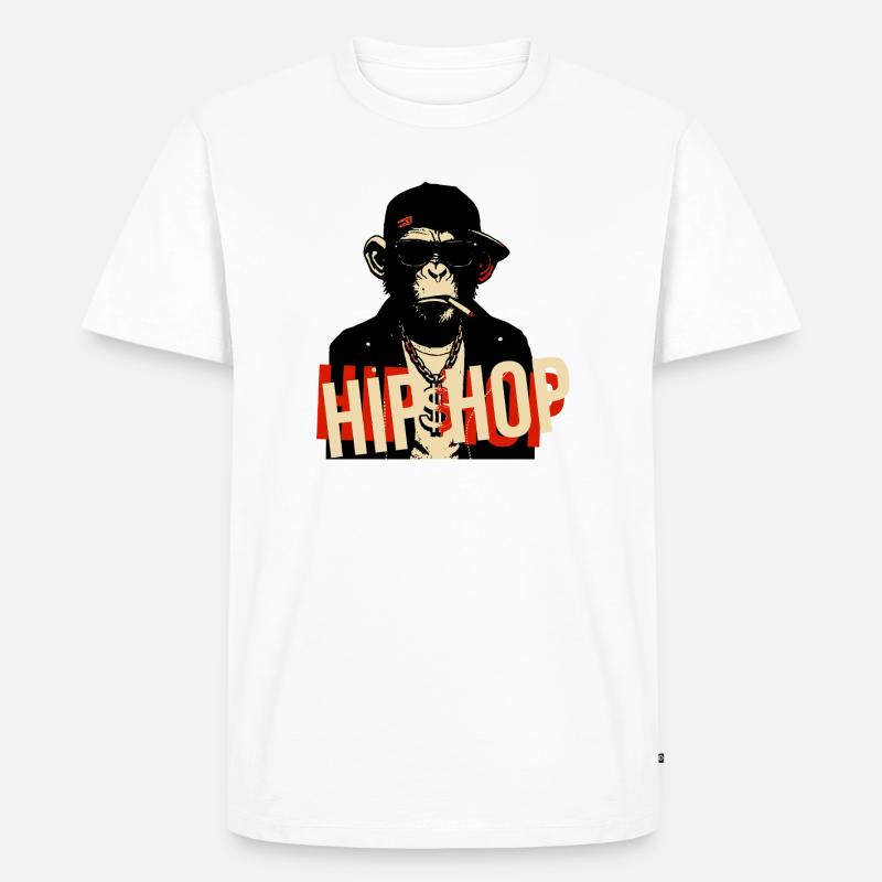 Hip-Hop-Schimpansen-Bling-Ikone - Männer Premium Bio T-Shirt - Weiß