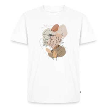 Boho Floral Line Art, Minimalist Nature Design - Men's Premium Organic T-Shirt - white - Front - Nico (187cm)