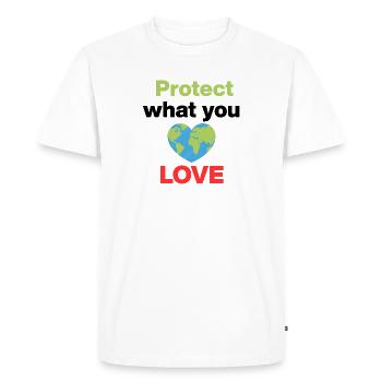 Protège ce que tu aimes, nous n’avons qu’une seule terre - T-shirt Premium bio Homme - blanc - Devant - Nico (187cm)