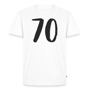 Number of 70 - Men's Premium Organic T-Shirt - white - Front - Nico (187cm)