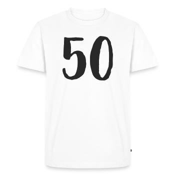 50 Hand Lettering Font - Men's Premium Organic T-Shirt - white - Front - Nico (187cm)