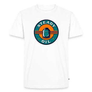 Emblème rétro Steady Oil - T-shirt Premium bio Homme - blanc - Devant - Nico (187cm)
