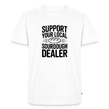 Soutenez votre revendeur local de levain - T-shirt Premium bio Homme - blanc - Devant - Nico (187cm)