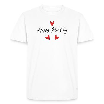 HAPPY BIRTHDAY. COEUR. I LOVE YOU. LOVE. JE T'AIME - T-shirt Premium bio Homme - blanc - Devant - Nico (187cm)