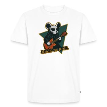 Souris avec guitare Cartoon cool - T-shirt Premium bio Homme - blanc - Devant - Nico (187cm)