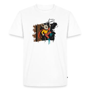 Superhero Mouse on Rope Comic Cartoon - Men's Premium Organic T-Shirt - white - Front - Nico (187cm)