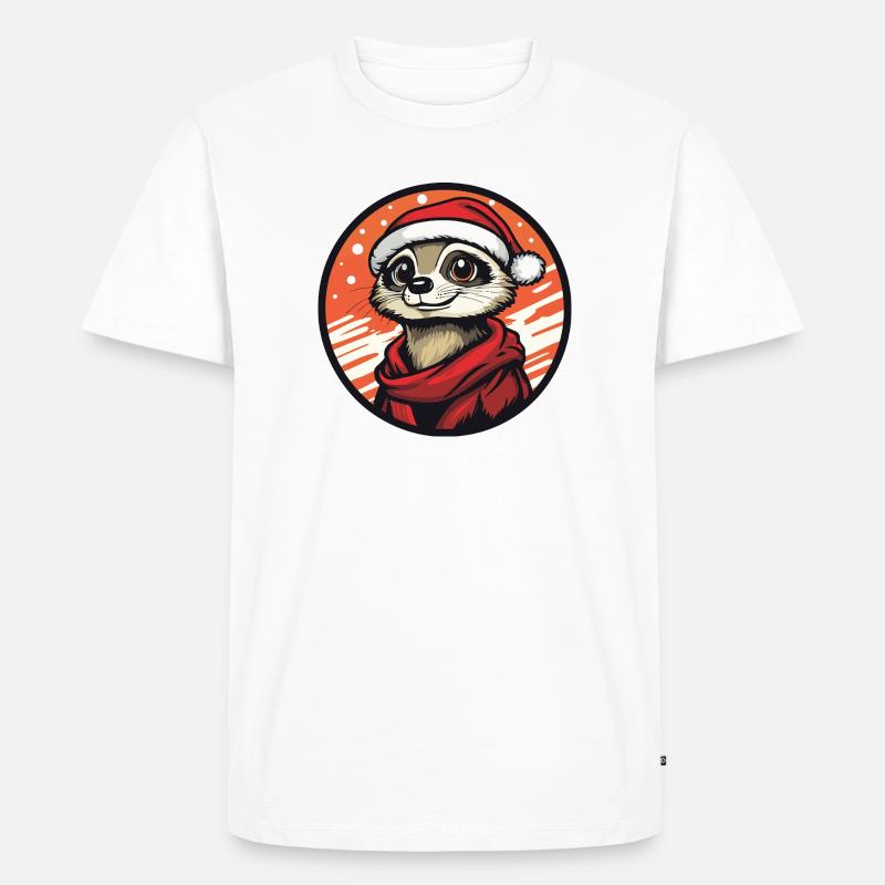 Erdmännchen  mit Santa-Hut - Männer Premium Bio T-Shirt - Weiß